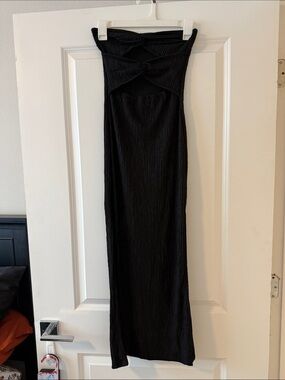 Black Strapless Cutout Maxi Dress